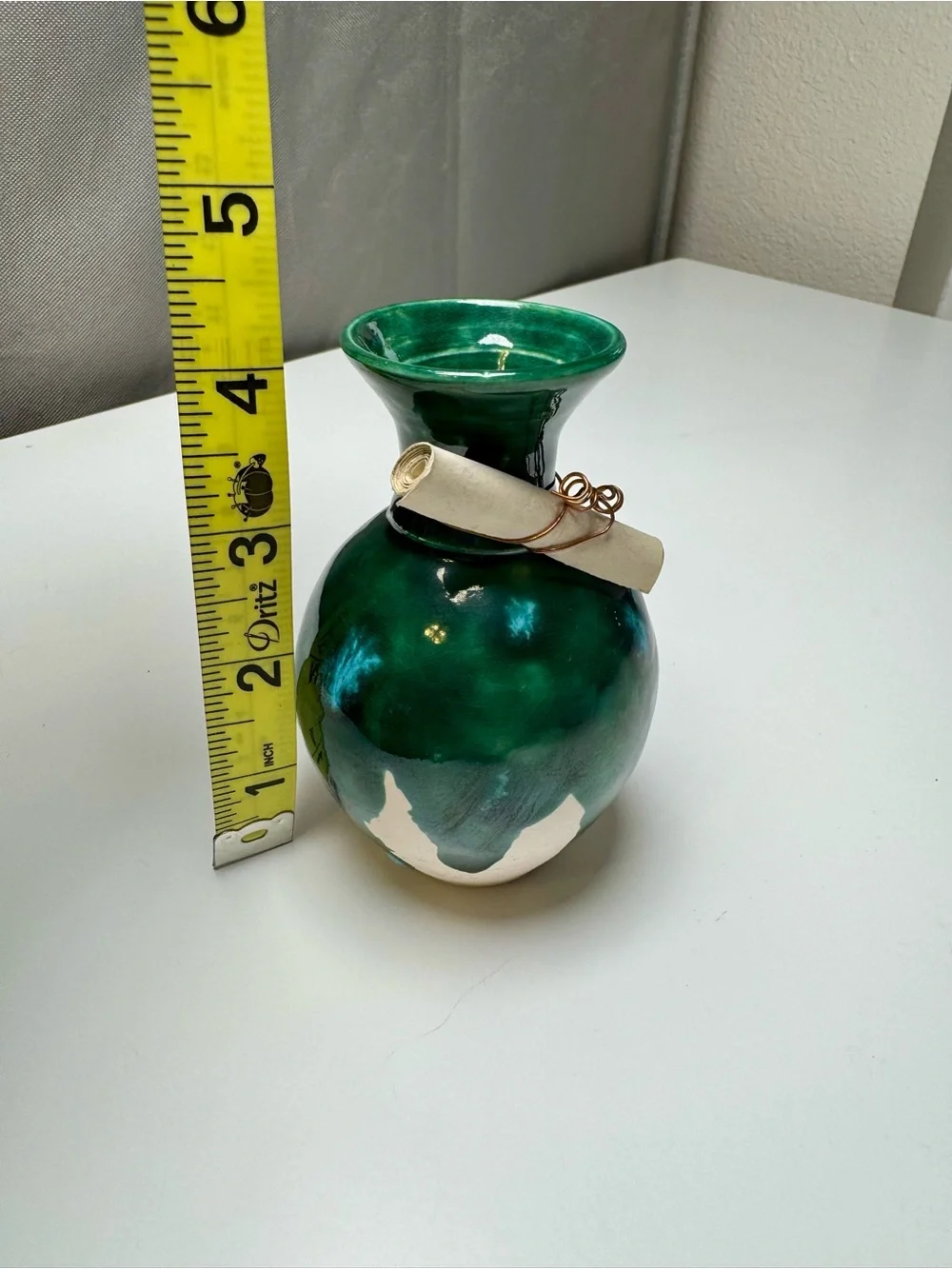 Handmade Green Glazed Ceramic Bud Vase